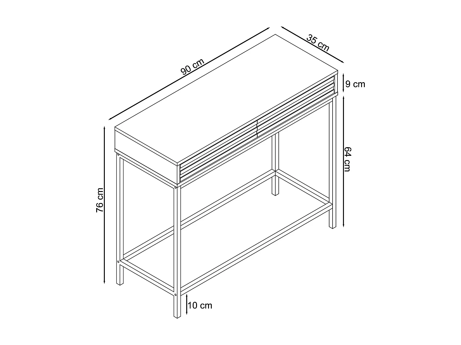 Celine | Console 2 tiroirs en panneaux de particules chêne