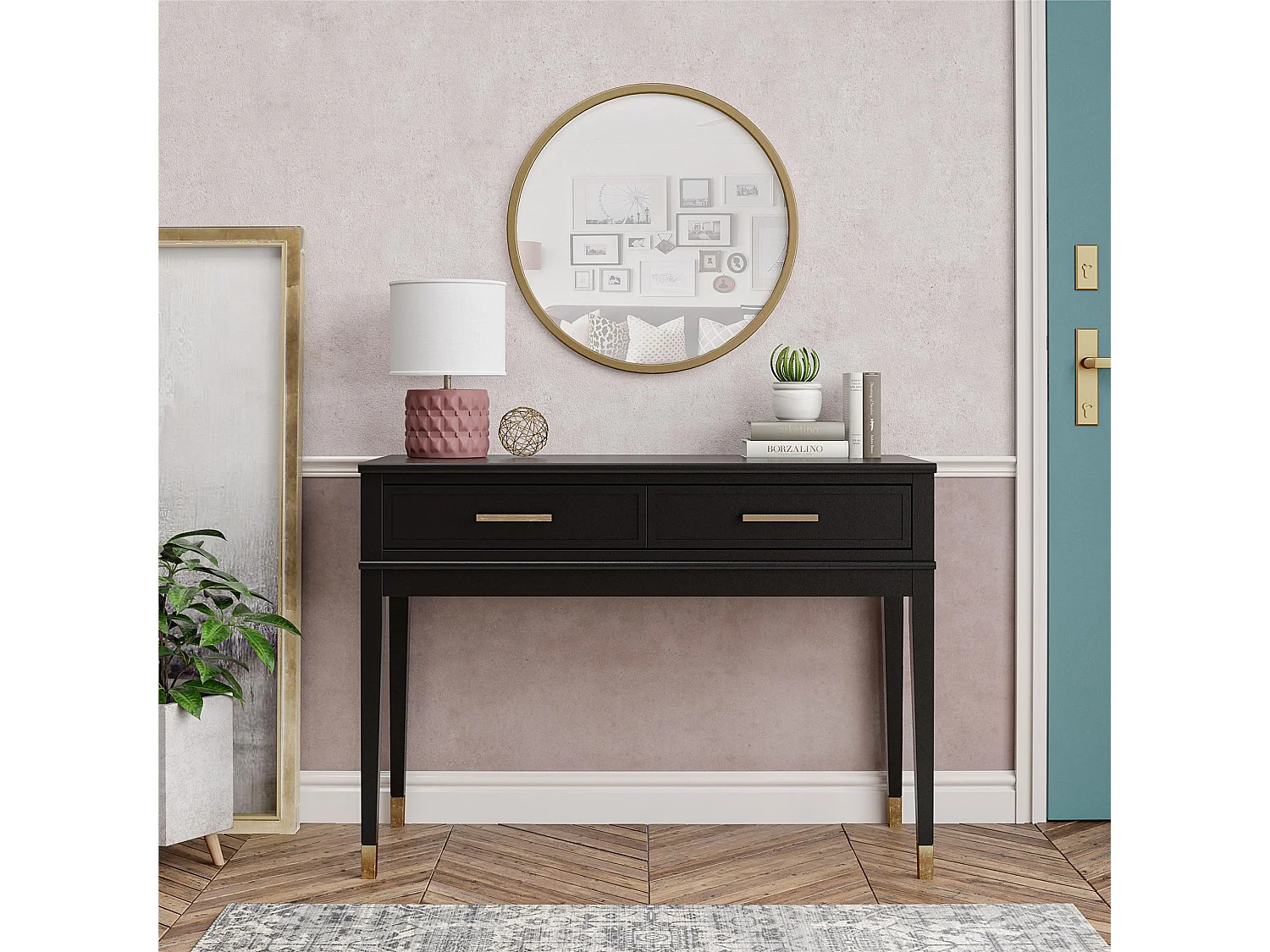 Westerleigh | Table console avec 2 tiroirs en MDF noir