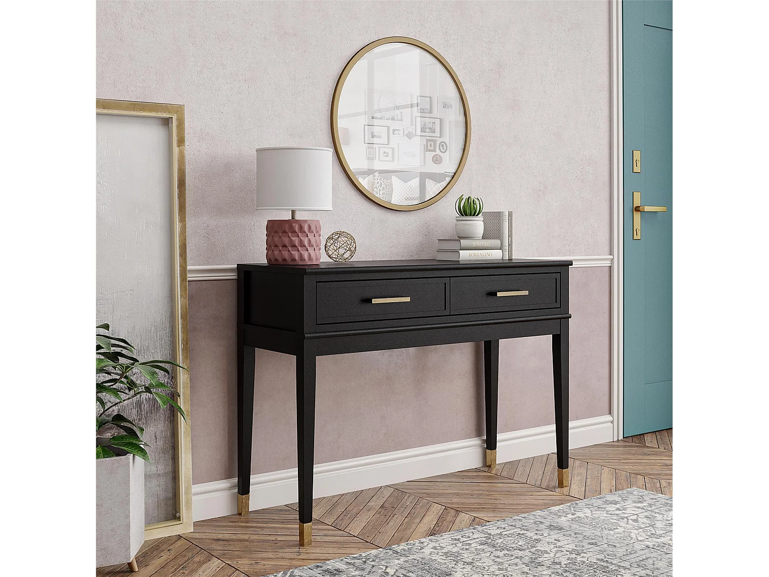 Westerleigh | Table console avec 2 tiroirs en MDF noir