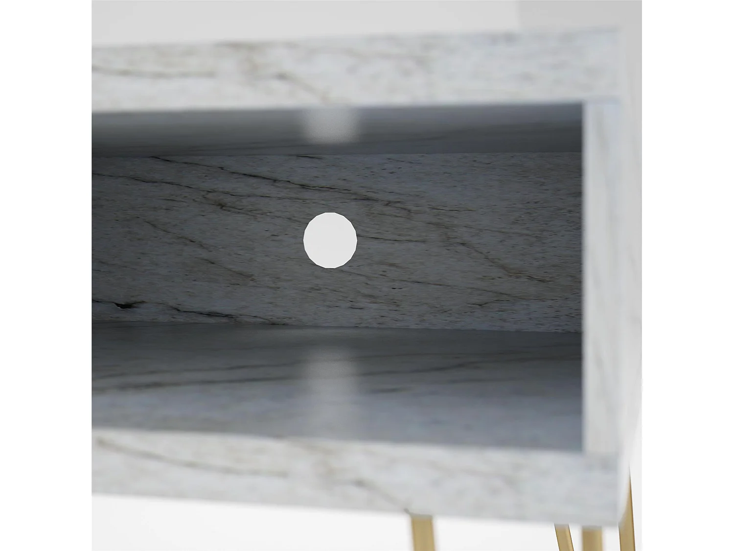 Athena | TV-Ständer mit 2 Fächern in Marmoroptik Weiß