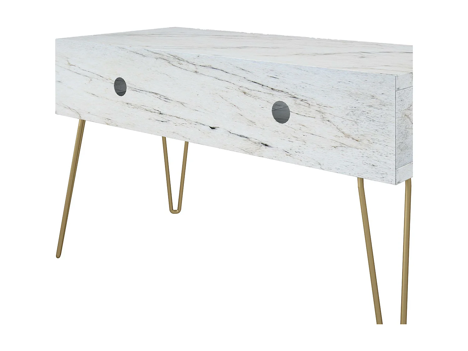 Athena | TV-Ständer mit 2 Fächern in Marmoroptik Weiß