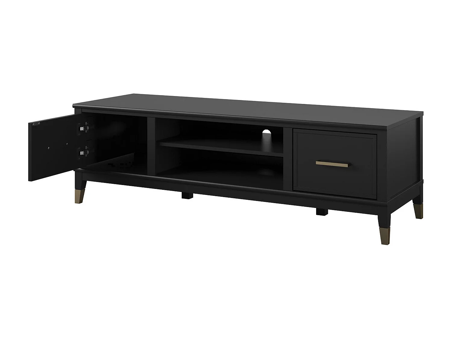 Westerleigh | Móvel para TV com 2 portas em MDF Preto