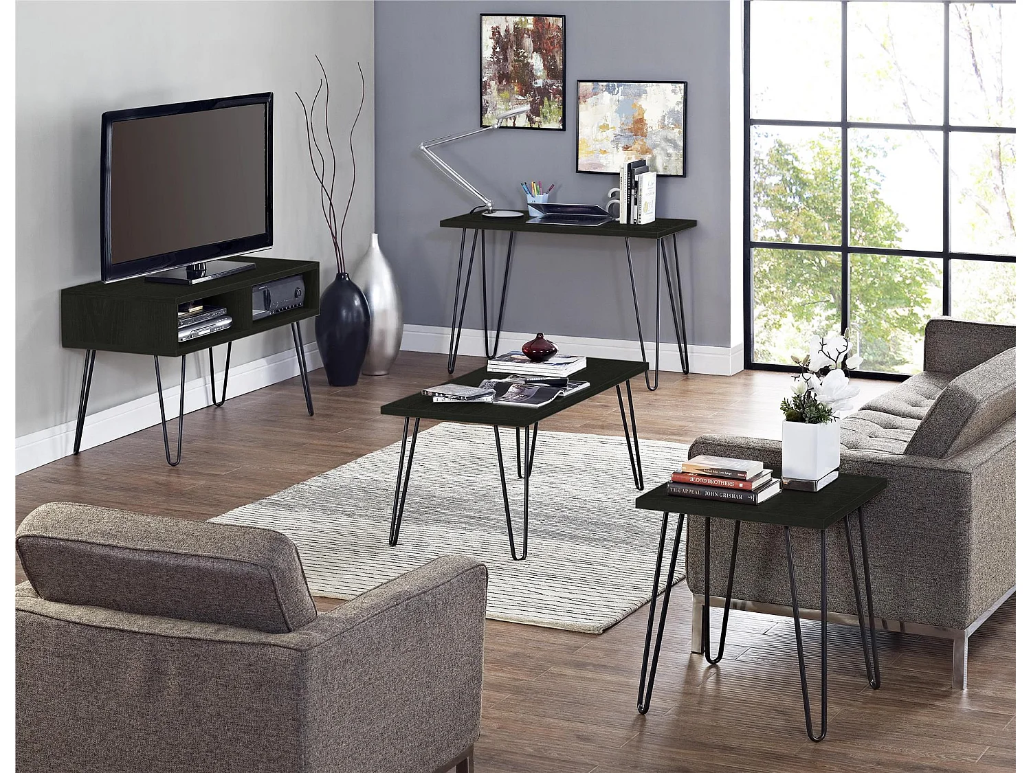 Owen | Mobile TV con 2 vani in effetto rovere