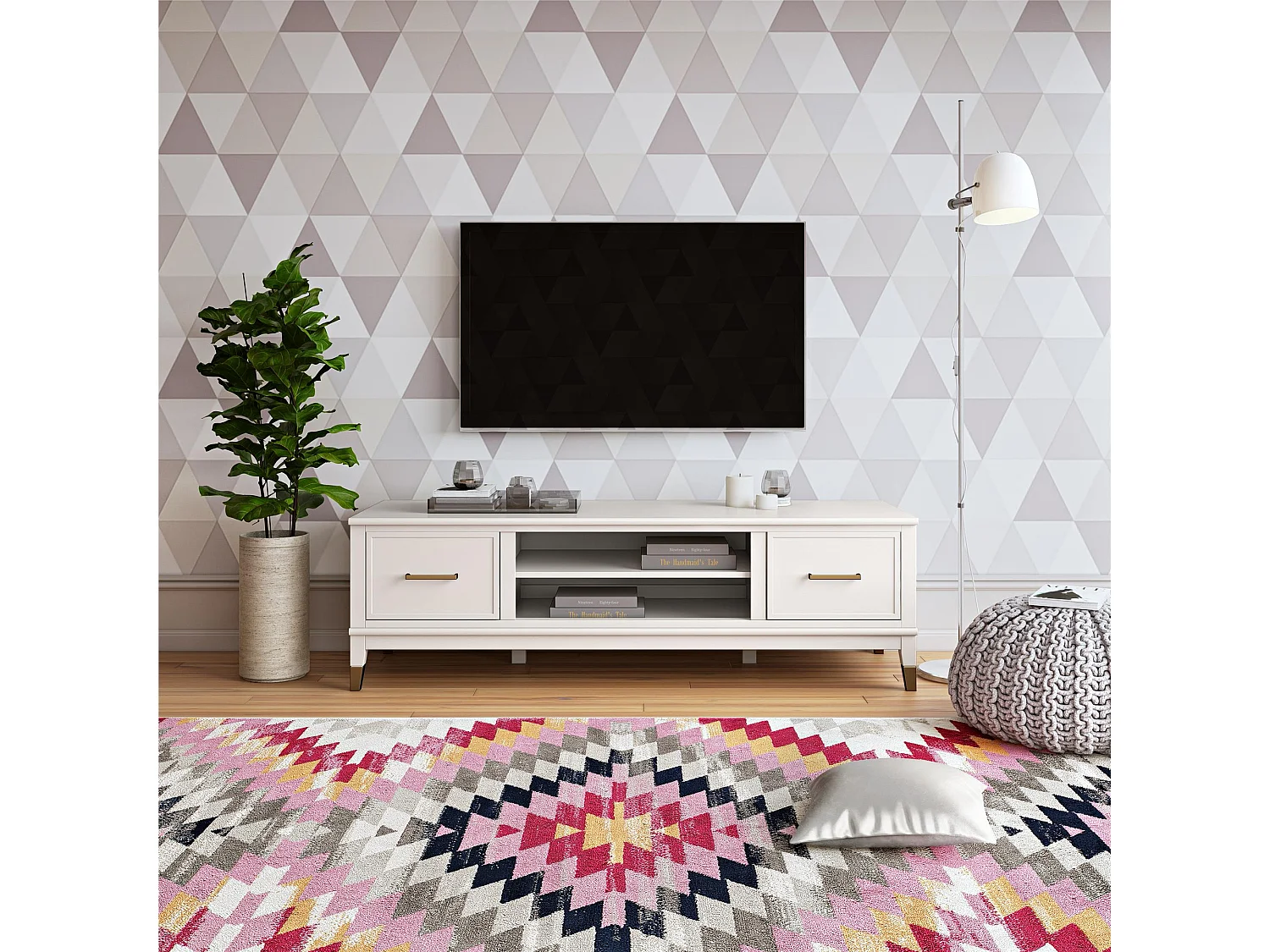 Westerleigh-TV-meubel met 2 witte spaanplaatdeuren