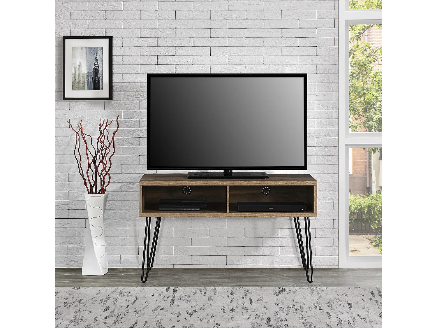 Owen | TV-meubel met 2 compartimenten in effet walnoot