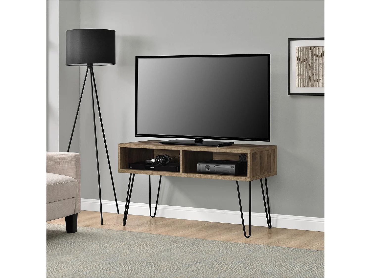 Owen | TV-meubel met 2 compartimenten in effet walnoot