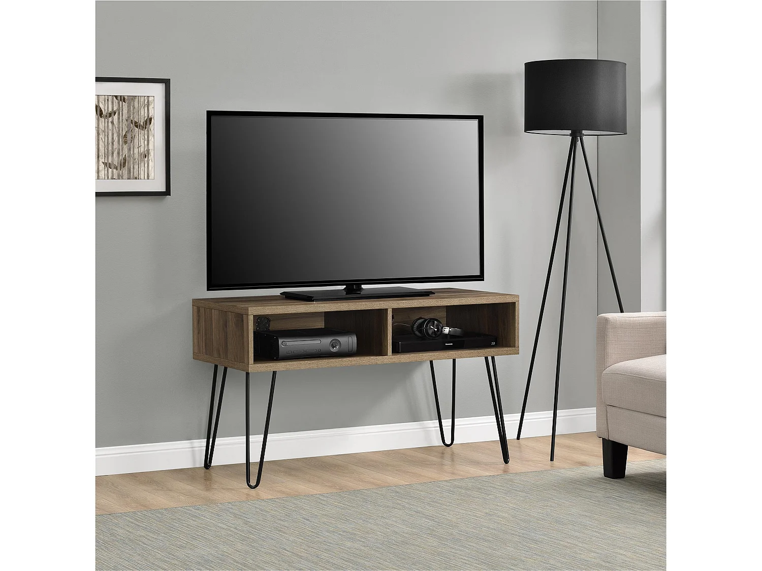 Owen | TV-meubel met 2 compartimenten in effet walnoot