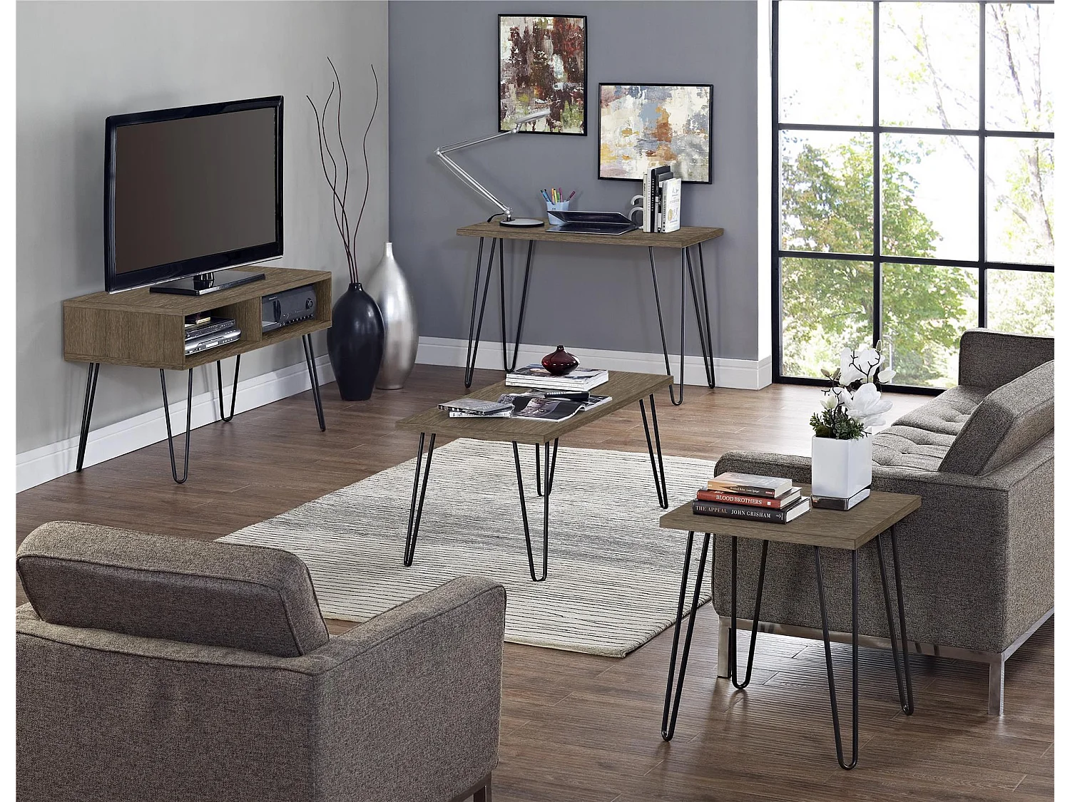 Owen | TV-meubel met 2 compartimenten in effet walnoot