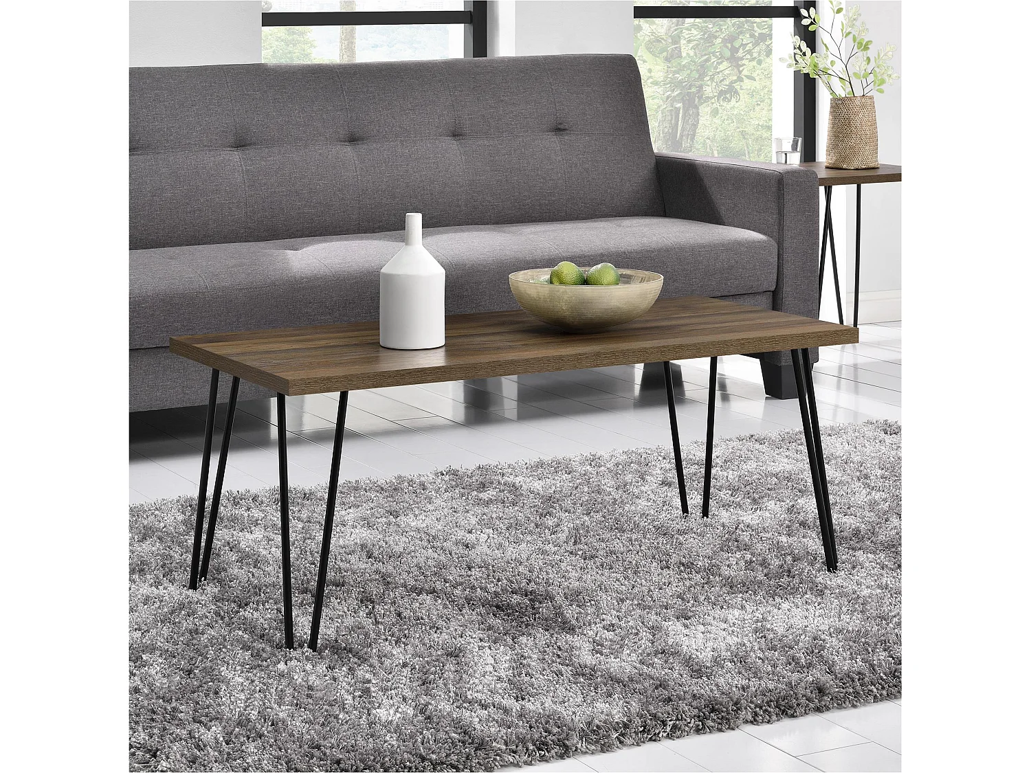 Mesa de cabeceira com 1 gaveta em aglomerado laminado de carvalho antiquado