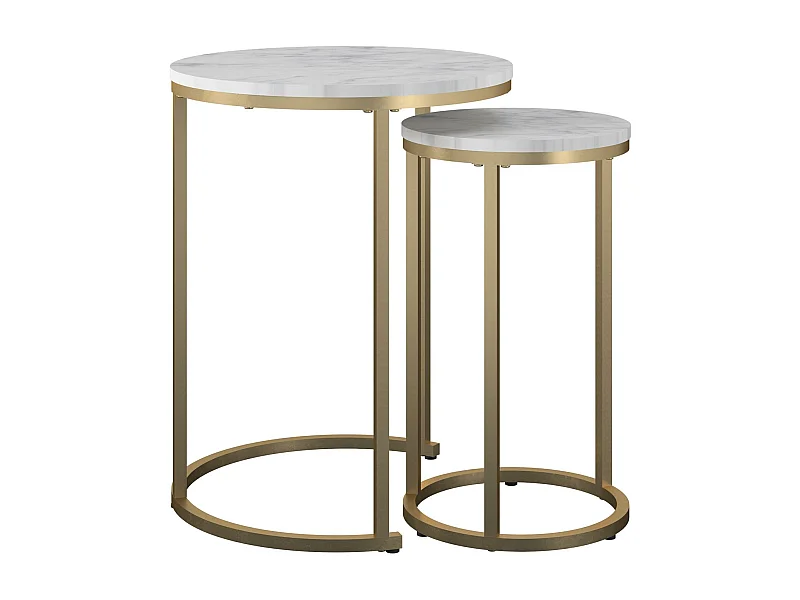 Tavolini impilabili in marmo bianco MDF