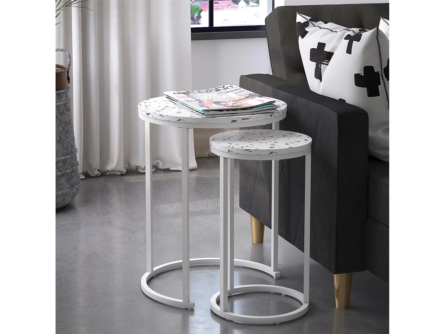 Amelia | Tables gigognes en MDF terrazzo