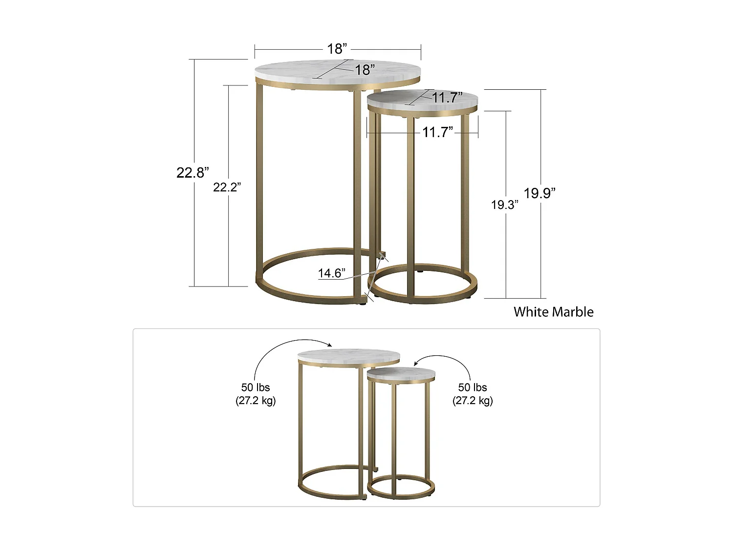 Amelia | Tables gigognes en MDF terrazzo