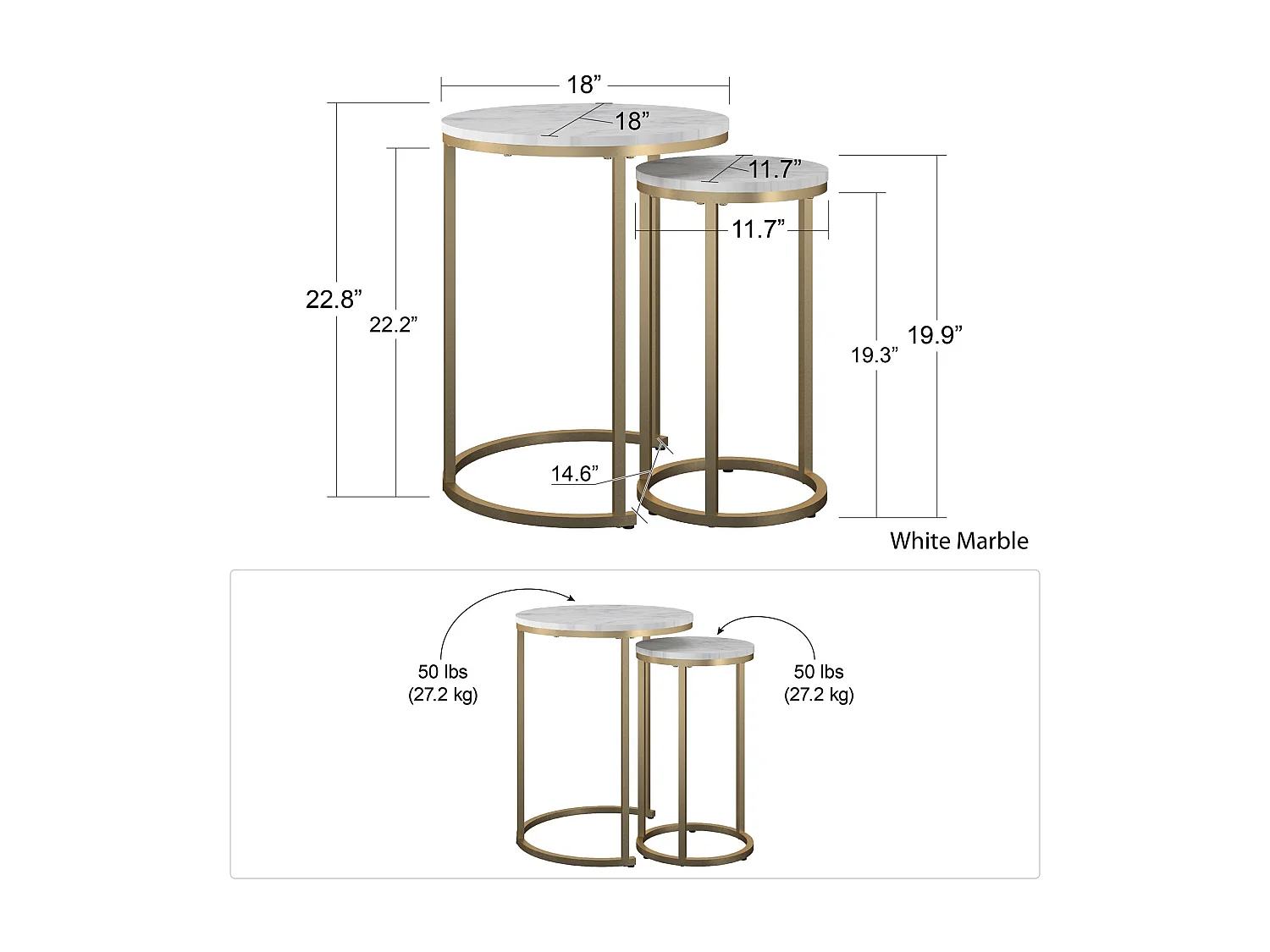 Amelia | Tables gigognes en MDF terrazzo
