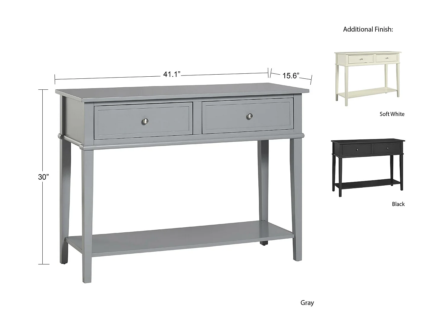 Franklin | Consola com 2 gavetas com efeito de madeira cinzenta