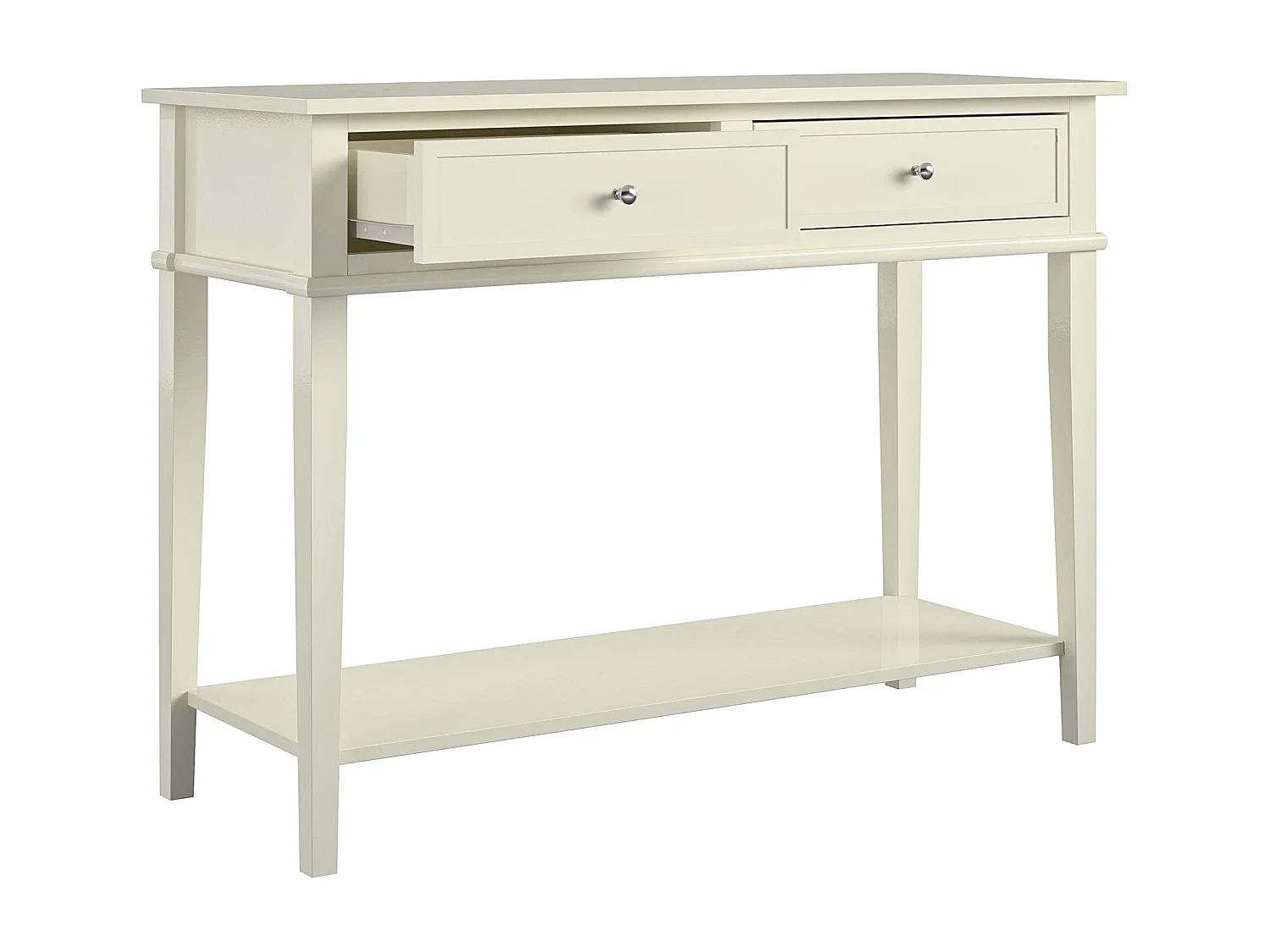 Franklin | Consola con 2 cajones en efecto madera blanco