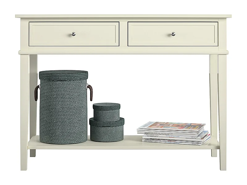 Franklin | Table console avec 2 tiroirs en MDF blanc