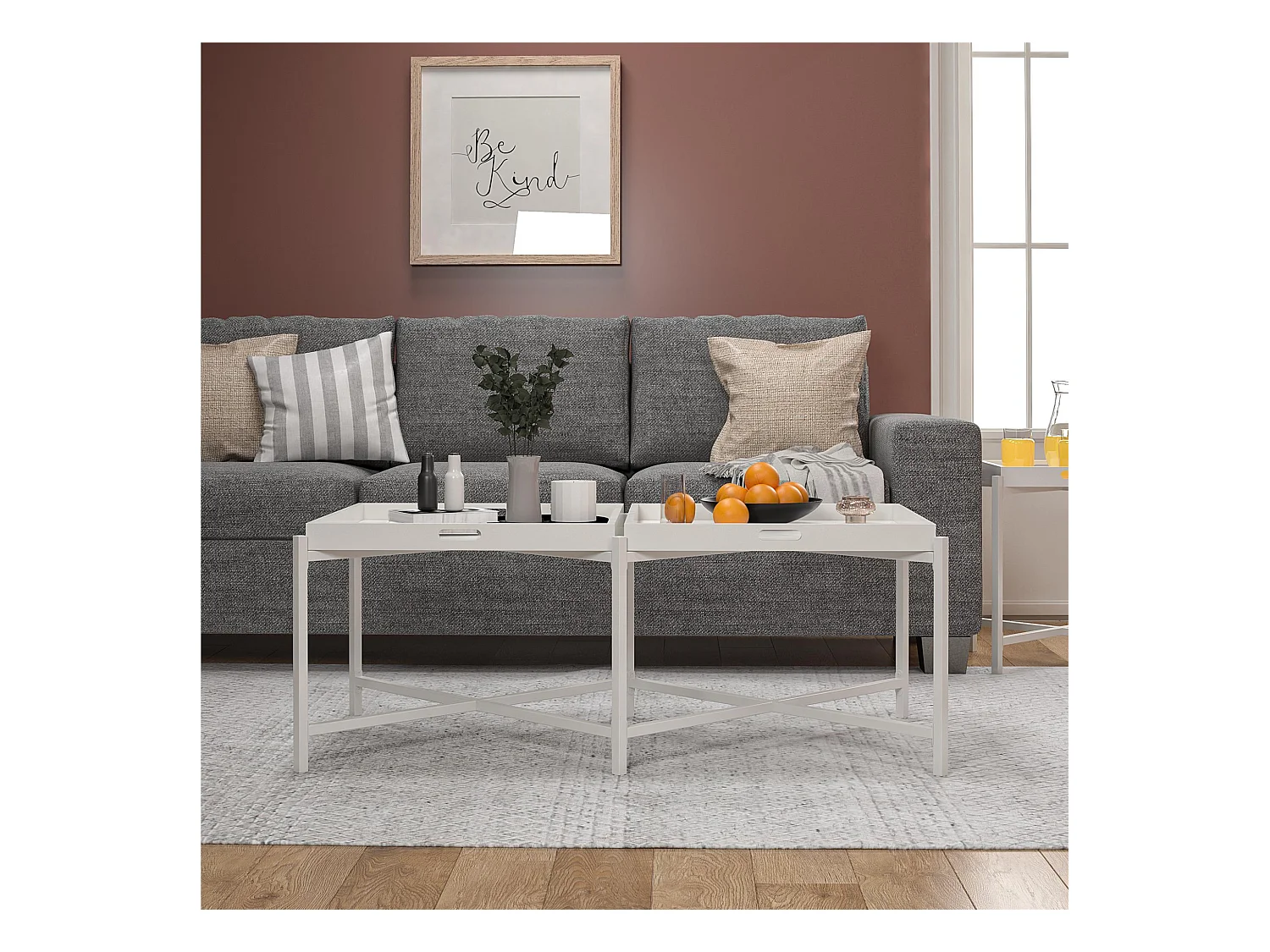 Salontafel met verwijderbaar dienblad in MDF wit