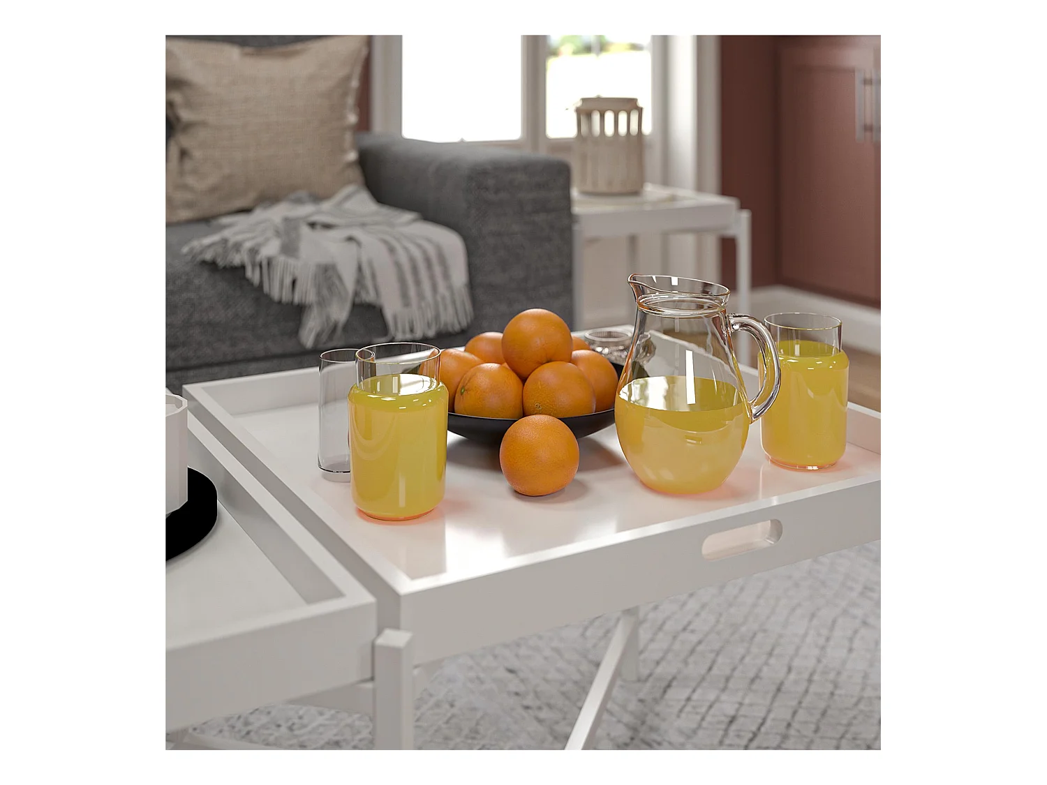 Salontafel met verwijderbaar dienblad in MDF wit