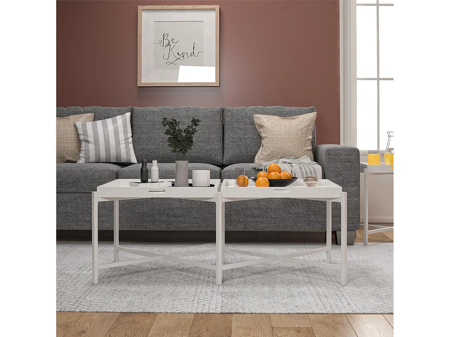 Poly | Table basse avec plateau amovible en MDF blanc