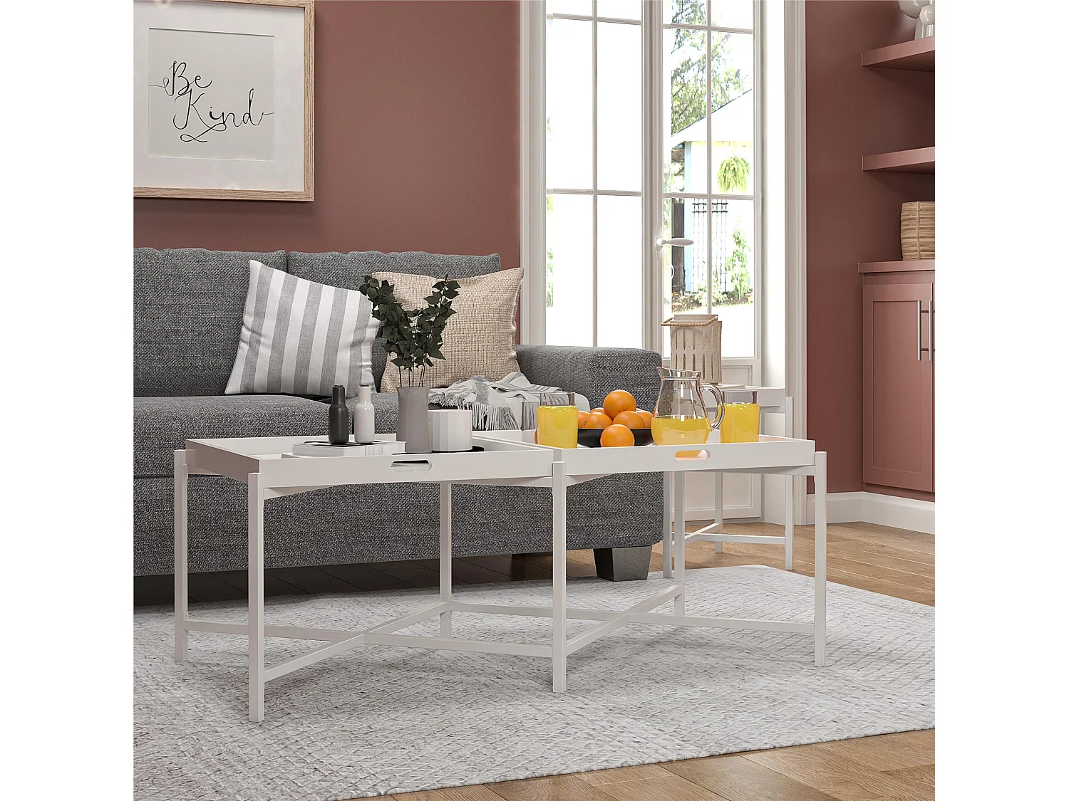 Poly | Table basse avec plateau amovible en MDF blanc
