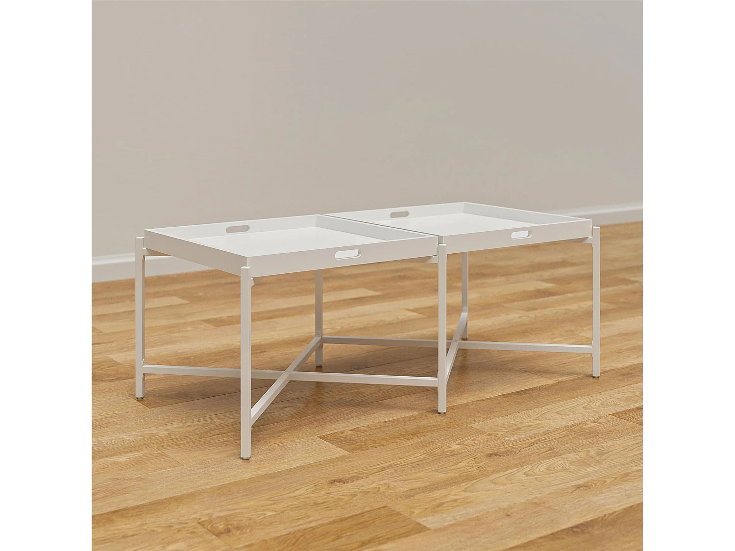 Poly | Table basse avec plateau amovible en MDF blanc