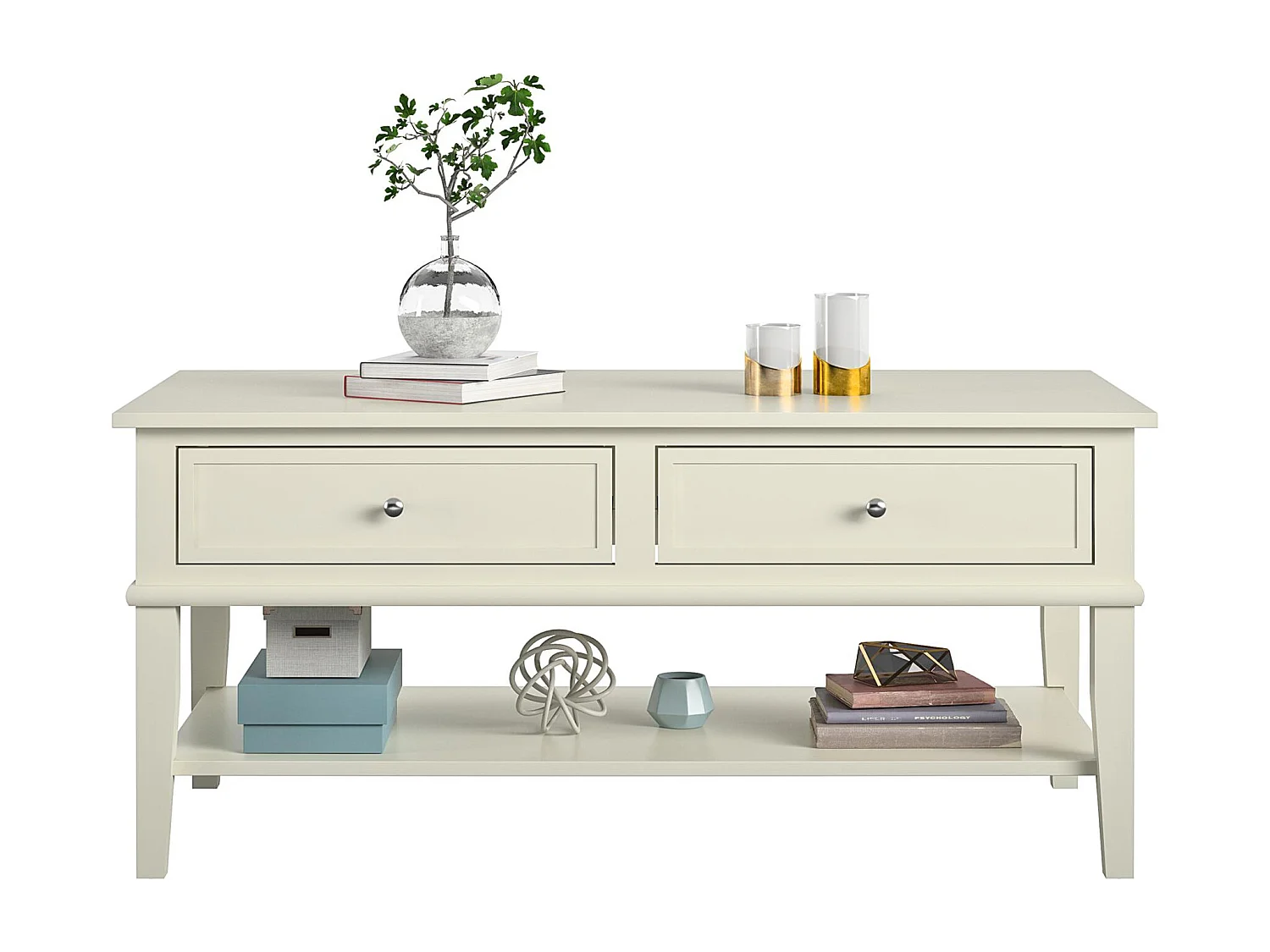 Salontafel met 2 laden in MDF Wit