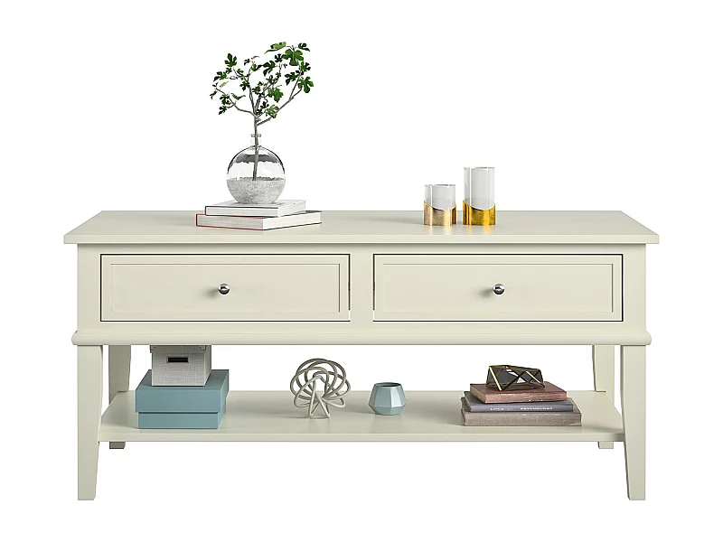 Salontafel met 2 laden in MDF Wit