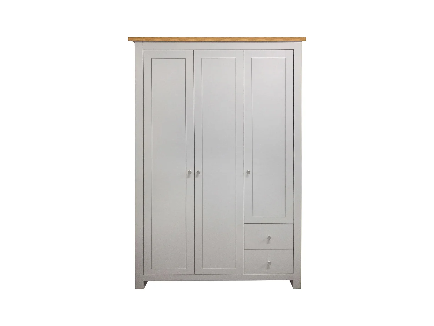 Kleiderschrank mit 2 Schubladen in MDF-Eiche und Grau