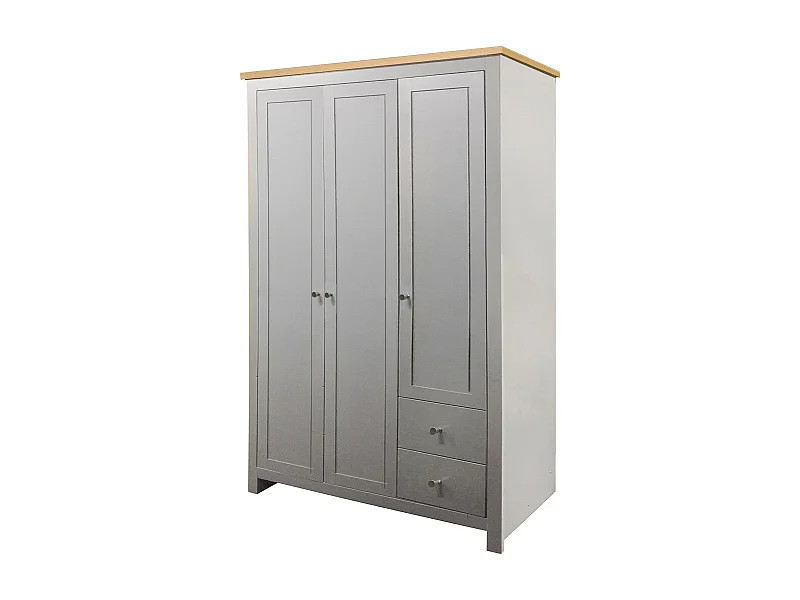 Armadio con 2 cassetti in MDF rovere e grigio