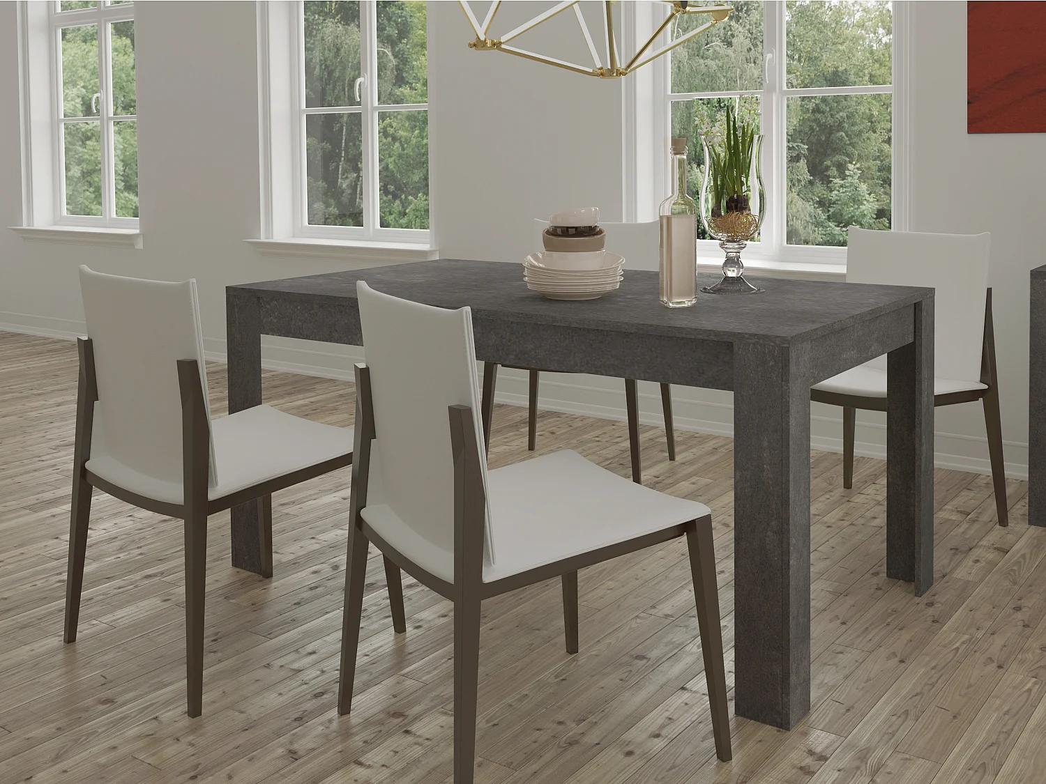 Lynn-160x90 cm 6-persoons eettafel in leisteen MDF