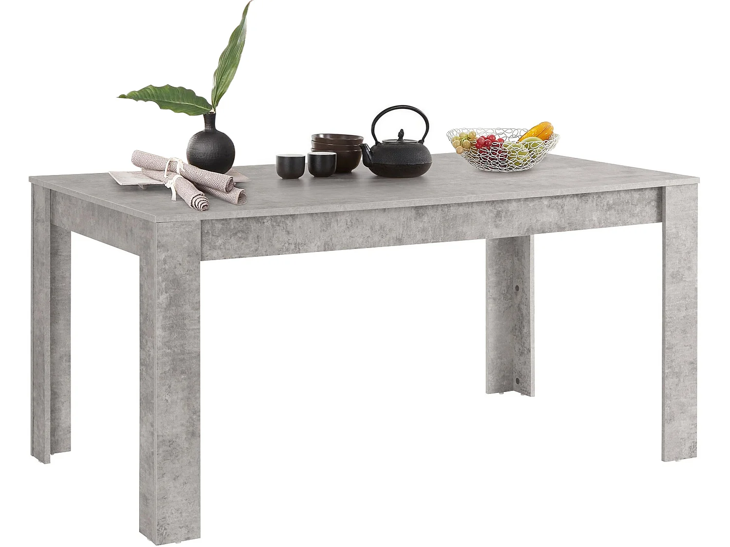 Lynn-Eettafel 160x90 cm voor 8 in MDF beton