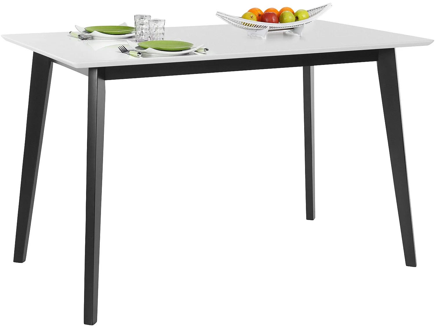 Cody | Table à manger rectangle en MDF blanc avec cadre en pin noir