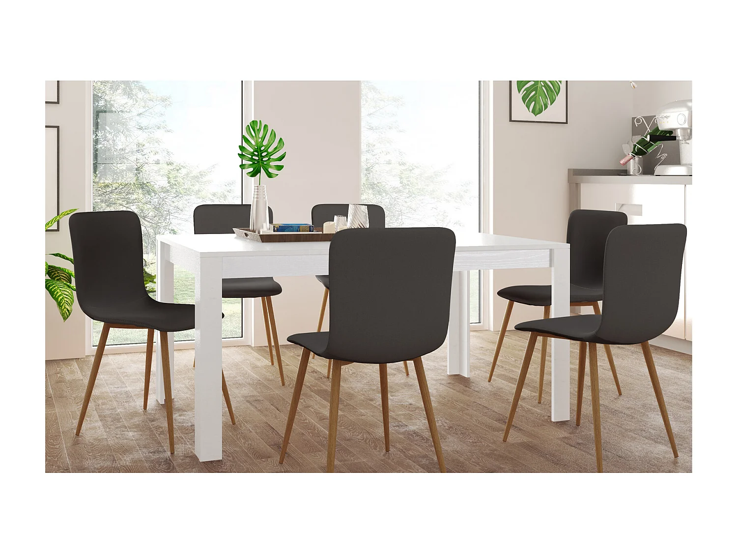 Lynn | Table à manger en MDF blanc