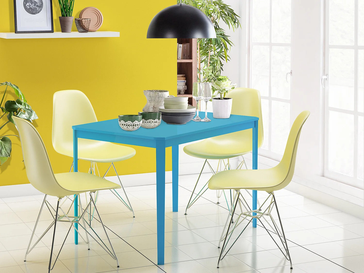 Trend | Table à manger en MDF bleu