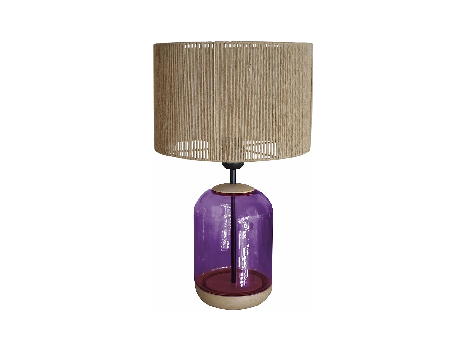Lampe de Chevet TOSEL ,bois,verre,naturel,H 41xD25xP25cm