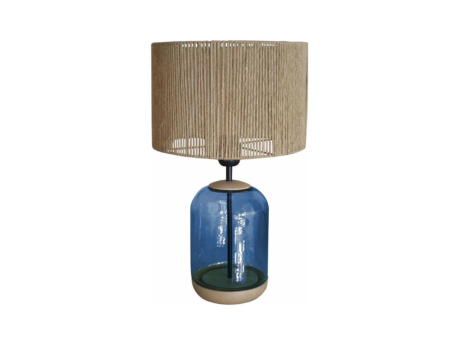 Lámpara de noche TOSEL ,madera,vidrio,natural, A41xD25xP25cm