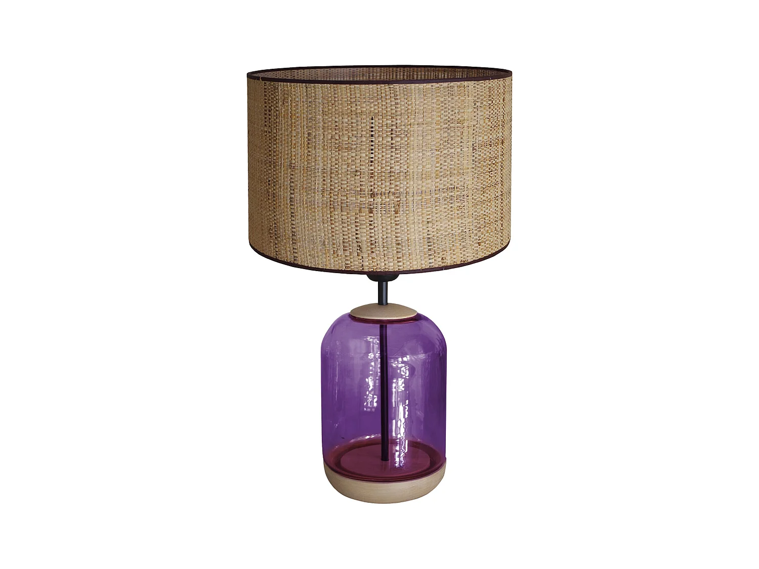 Lampe a Poser TOSEL ,bois,verre,naturel,H50xD30x P30cm