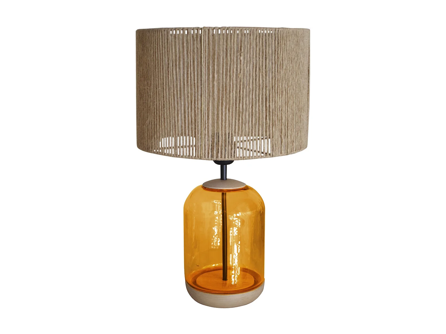 Lampe a Poser TOSEL ,bois,verre,naturel,H50xD30xP30 cm