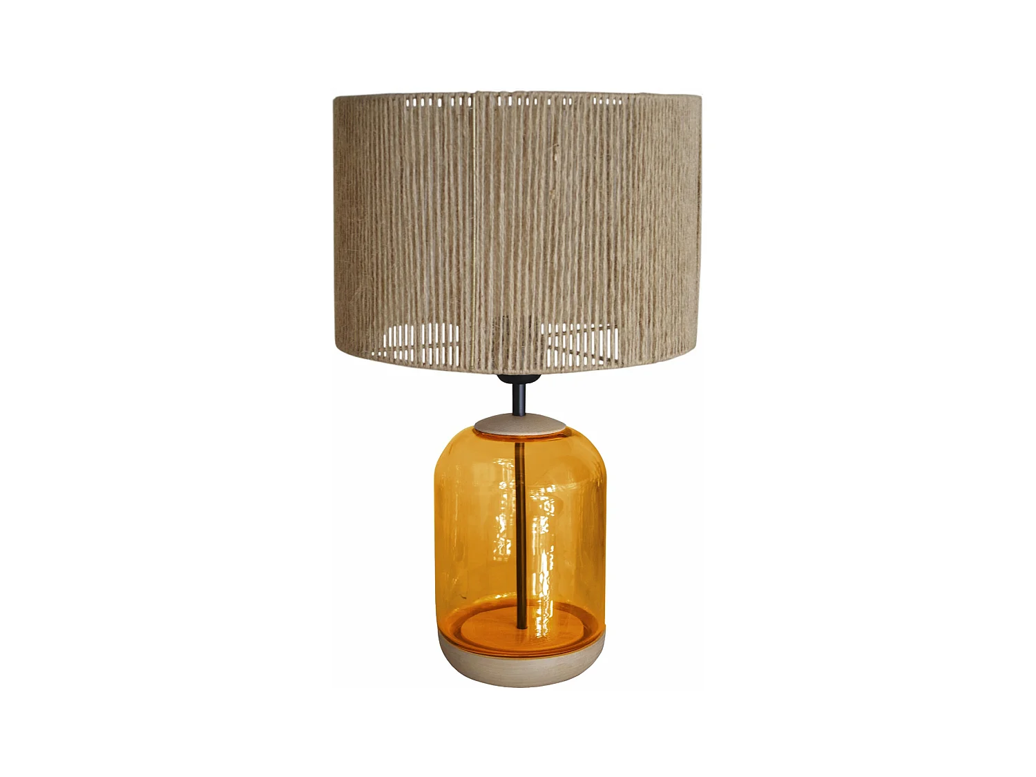 Lampe a Poser TOSEL ,bois,verre,naturel,H50xD30xP30 cm