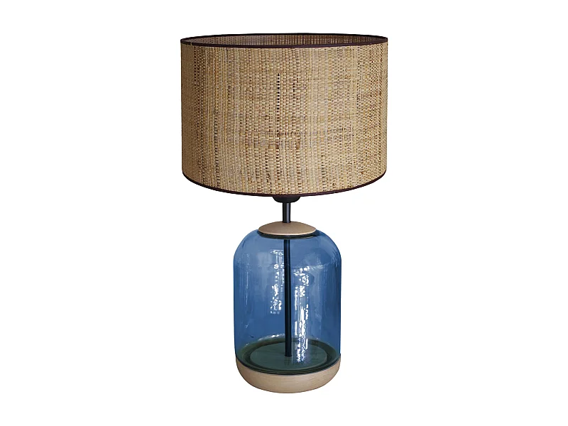 Lampe de Chevet TOSEL ,bois,verre,naturel,H41x D25xP25cm