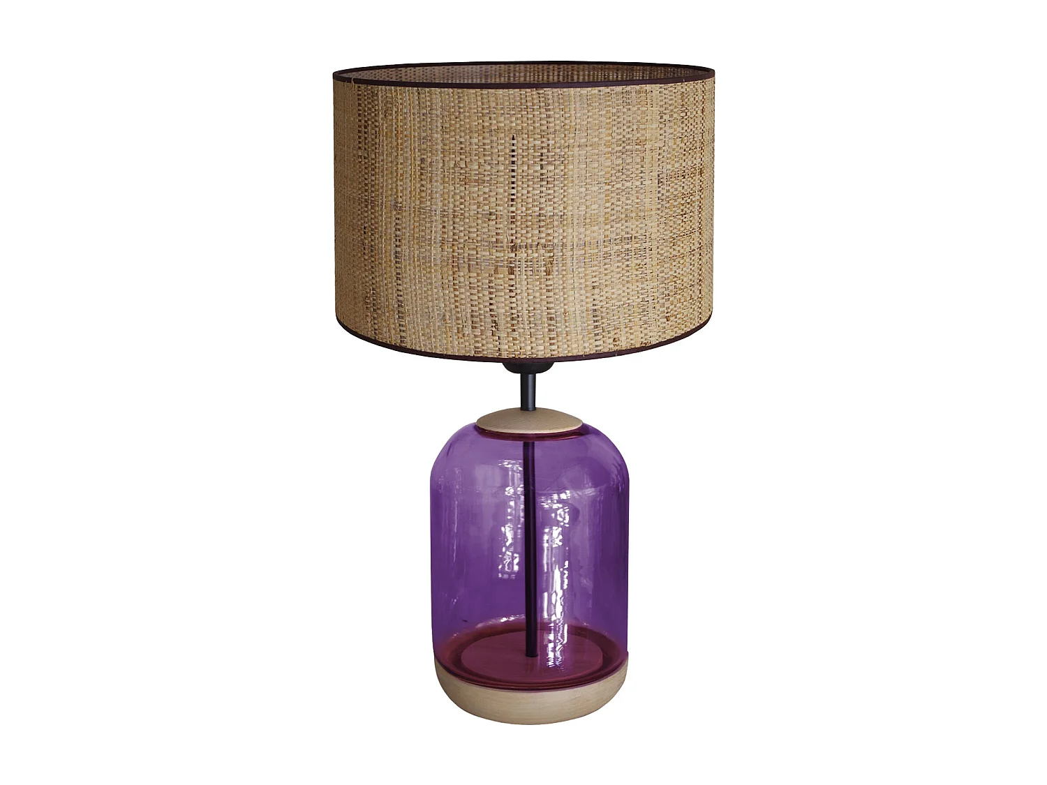 Lampe de Chevet TOSEL ,bois,verre,naturel,H41x D 25xP25 cm