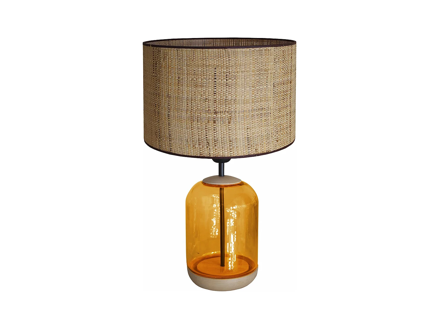 Lampe a Poser TOSEL ,bois,verre,naturel,H50xD30xP 30cm