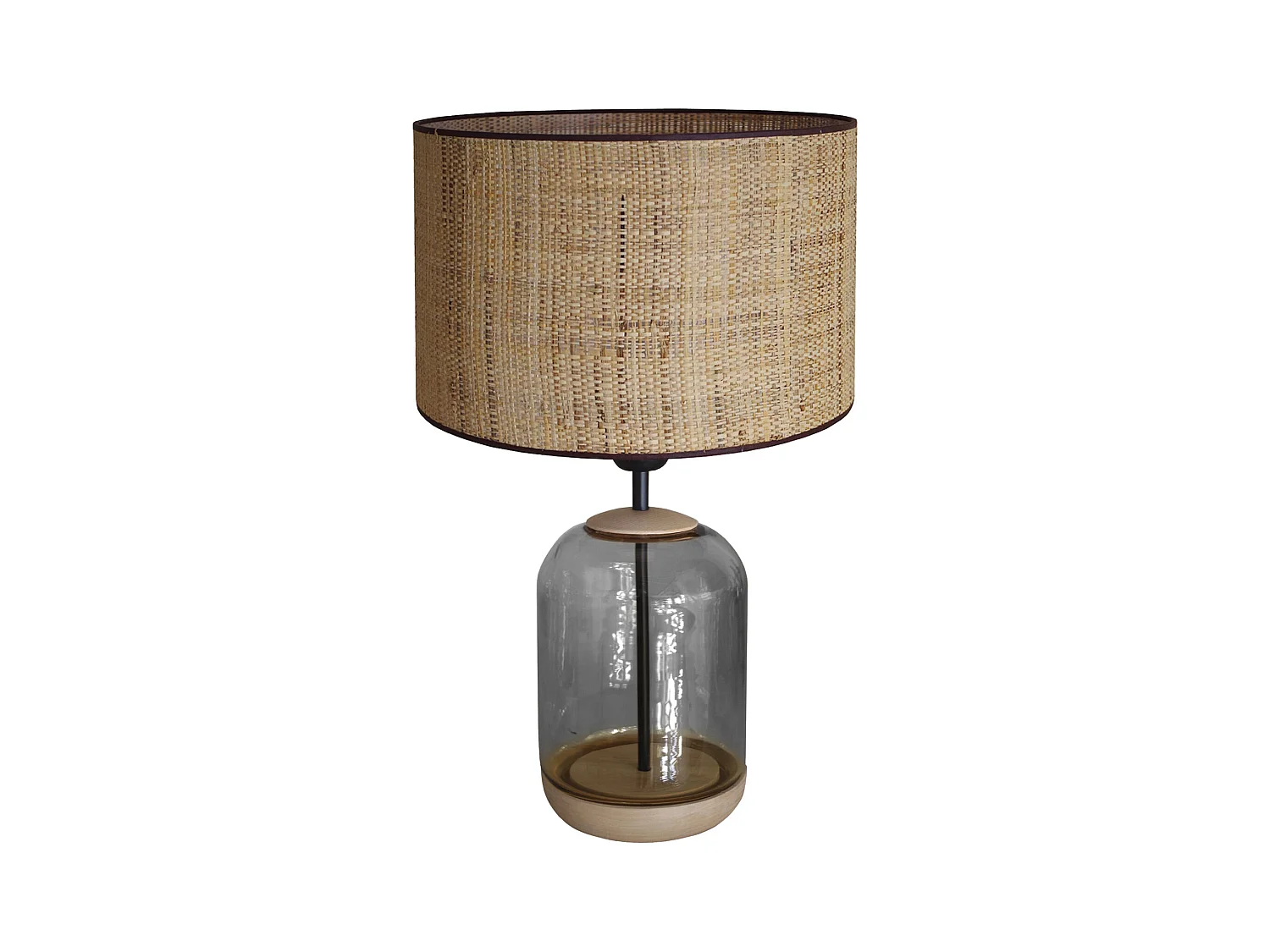 Lampe a Poser TOSEL ,bois,verre,naturel,H50xD30x P 30cm