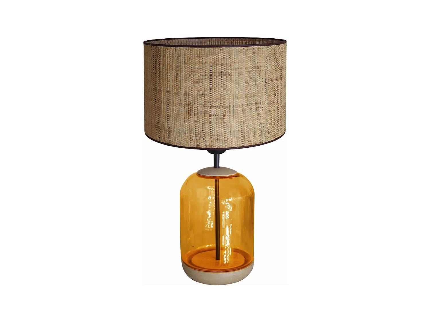 Lampe de Chevet TOSEL ,bois,verre,naturel,H41xD25x P25cm