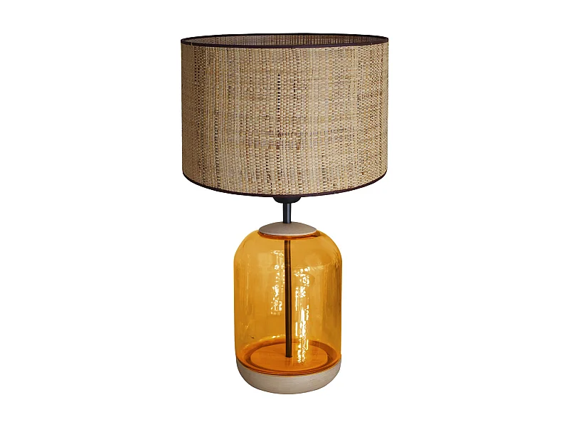 Lampe de Chevet TOSEL ,bois,verre,naturel,H41xD25x P25cm