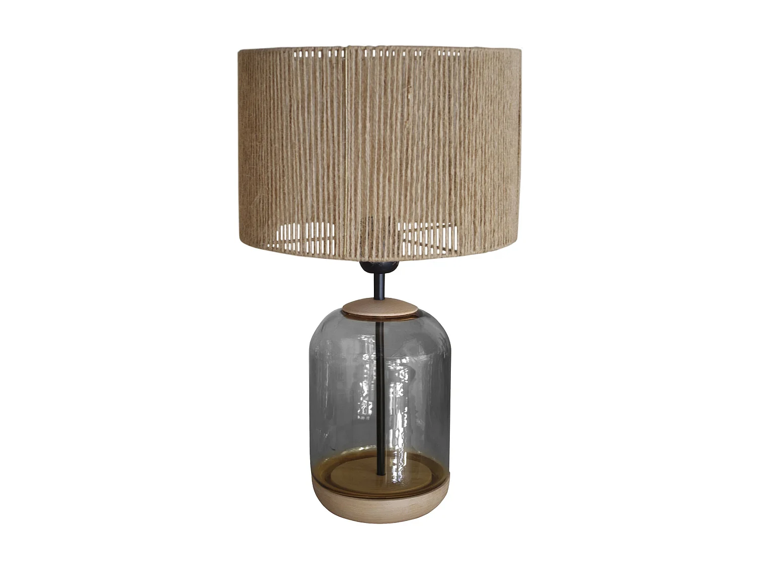 Lampe de Chevet TOSEL ,bois,verre,naturel,H41xD25xP25 cm