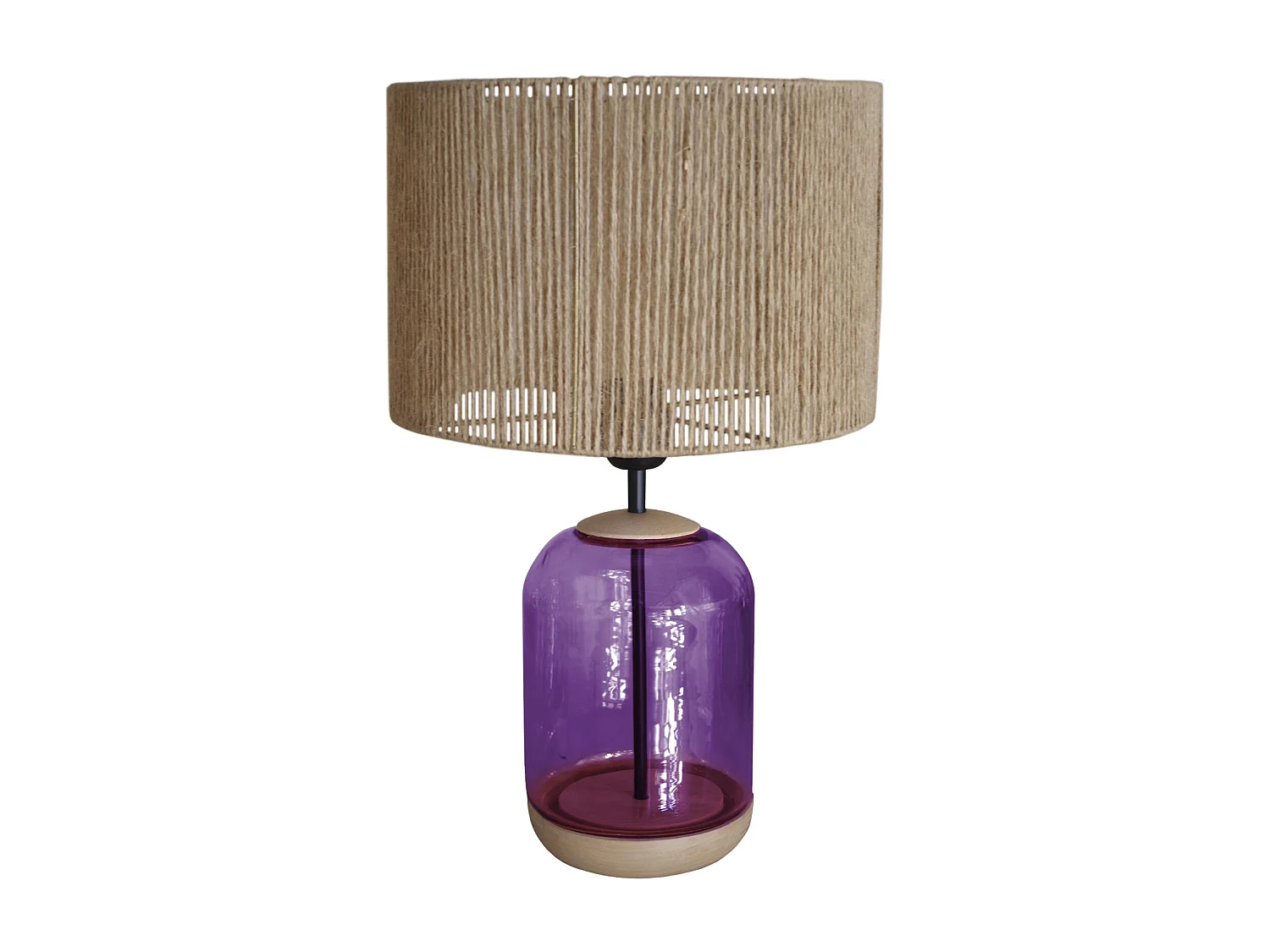 Lampe a Poser TOSEL ,bois,verre,naturel, H 50xD30xP30cm
