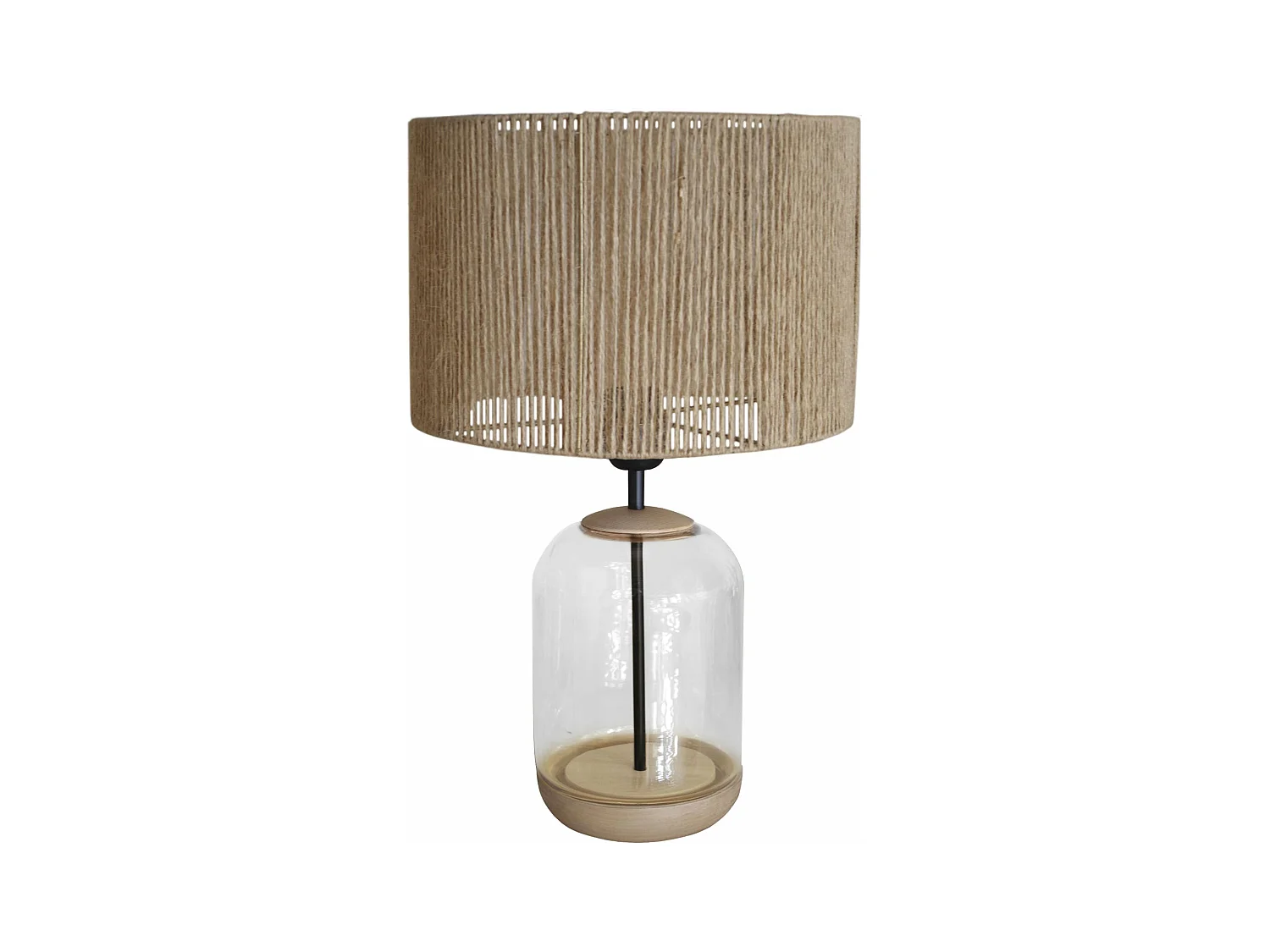 Lampe a Poser TOSEL ,bois,verre,naturel, H50xD30xP30cm