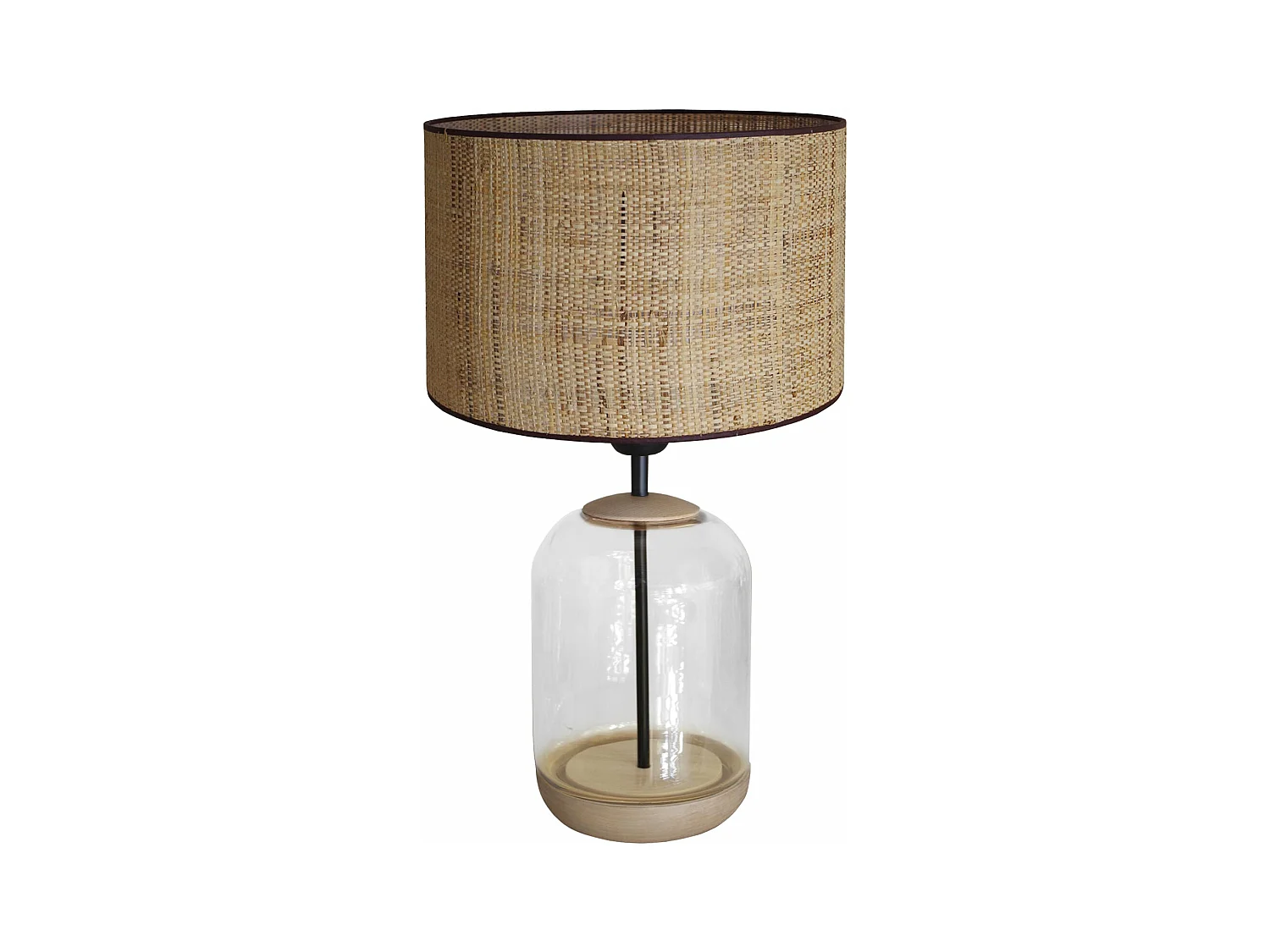 Lámpara de noche TOSEL ,madera,vidrio,natural,A41xD25xP25cm