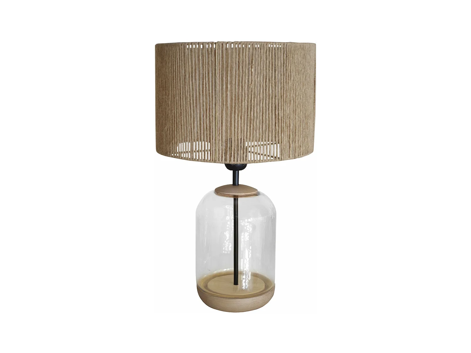 Lámpara de noche TOSEL ,madera,vidrio,Transparente ,A41xD25x P 25cm
